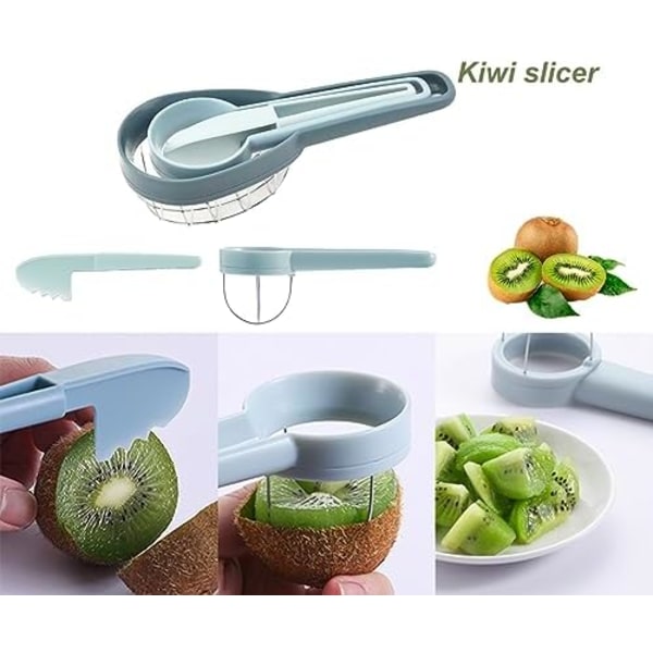 Avocado Skærer Kiwi Skærer, 3 i 1 Rustfrit Stål Avocado Kiwi Terning og Skaller Værktøj, Frugt Skaller til Avocado og