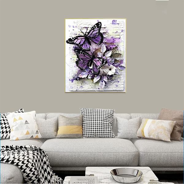 Malersett for voksne DIY 5D Rund Full Drill Sommerfugl Blomster Diamantkunst Voksen 5d Diamantmaling Veldig Egnet for Hjemmefritid og Veggdekor