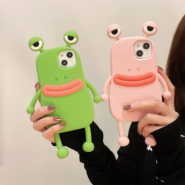 Herr Dam Super Rolig Nyhet Hotdog Korv Mun Stora Ögon Grön Groda Rosa Groda Mobilskal Mjuk TPU Silikon Gummi Telefonskydd Kompatibelt med iPhon