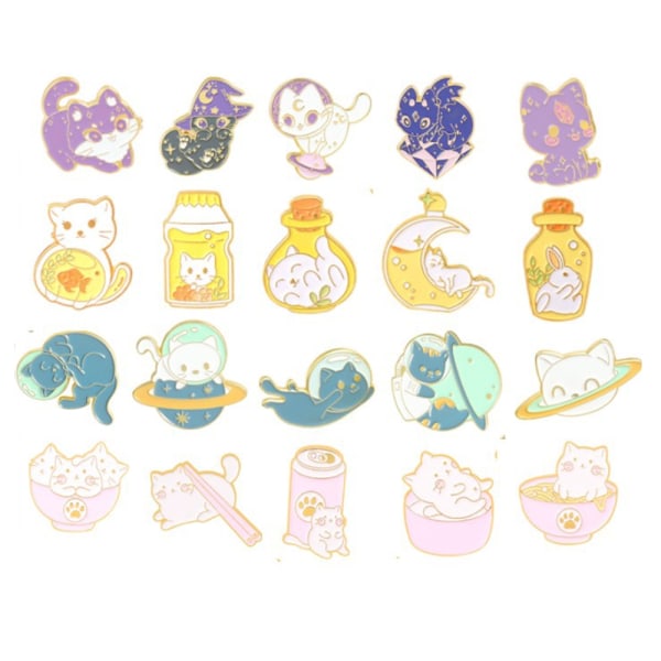 20 Pieces Enamel Cat Pins Cute Cat Pins Enamel Brooch Pins f