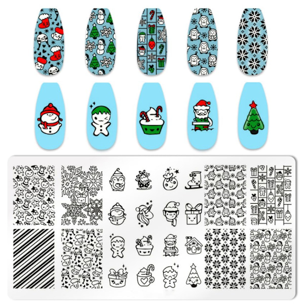 1 set julnageldekaler, charmiga tecknade nagelkonstdekaler, tecknade strumpor, scandesignade klistermärken C