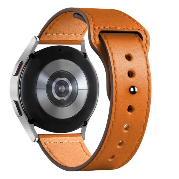 20 mm bruna läderremmar för Samsung Galaxy Watch 6 5 4 40 mm 44 mm/ Watch 4 6 Classic 47 mm