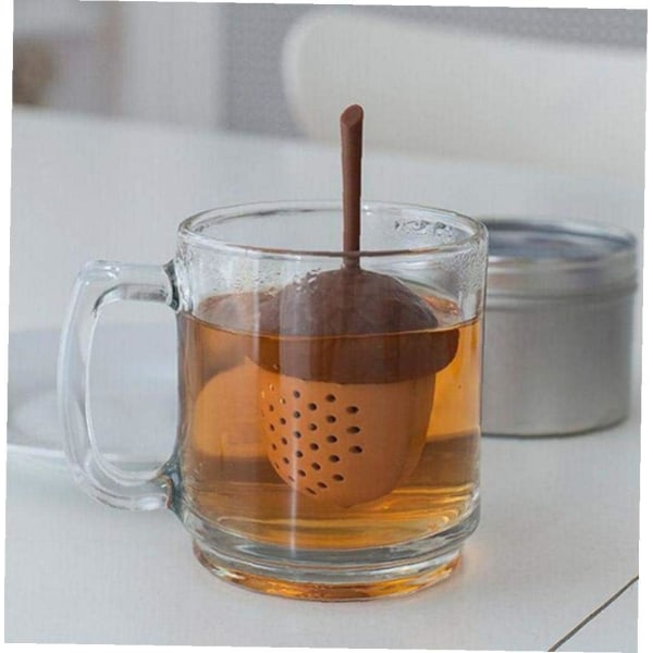 5st-Mini Te Infuser Bild Färg Silikon Ekorre Ekollon Form Lös Te Infuser Sprockets Tepåse