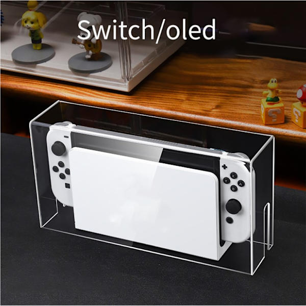 Klar støvdisplayboksdeksel for Switch/OLED-dokk (kun deksel), W