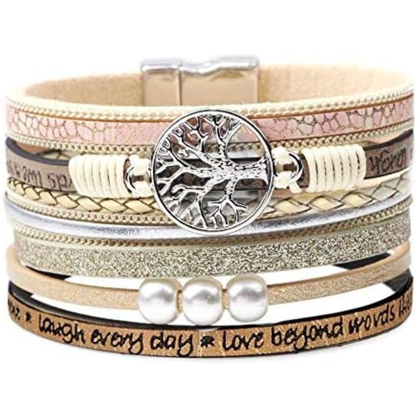 Inspirational Tree of Life Leather Bracelets for Women,Birthday Mothers Day Jewelry Gifts for Teen Girls