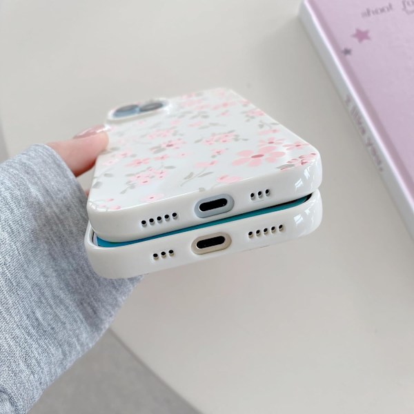 Yhteensopiva iPhone 13 -kotelon kanssa - Pinkki Söpö Pinkki Kukka Kuvio Kaunis Puhelinkotelo, Korotettu Kameran Suojaus Pehmeä Ohut TPU Iskunkestävä Puhelinkotelo G:lle
