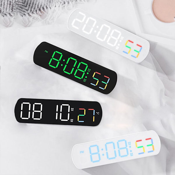 Digital väckarklocka, 6,5 tum 12/24H LED Tyst Justerbar Ljusstyrka Väckarklocka med Sekund Temperaturvisning Batteri