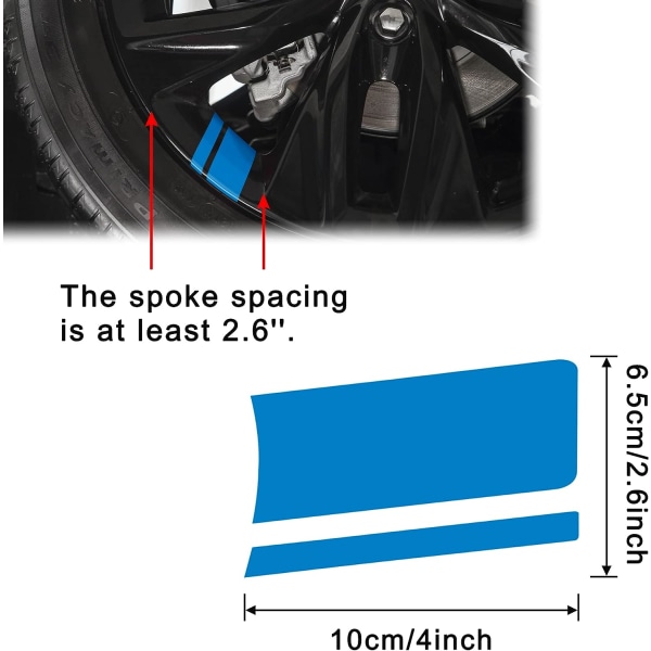 Blå 6-paknings reflekterende vinylfelgklistremerker til bilhjul - Univer