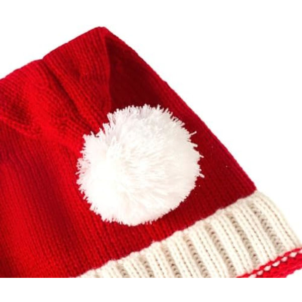 Jultomte Stickad Mössa för Vuxen, Röd Vit Vintermössa Beanie Skull Caps för Kvinnor & Män