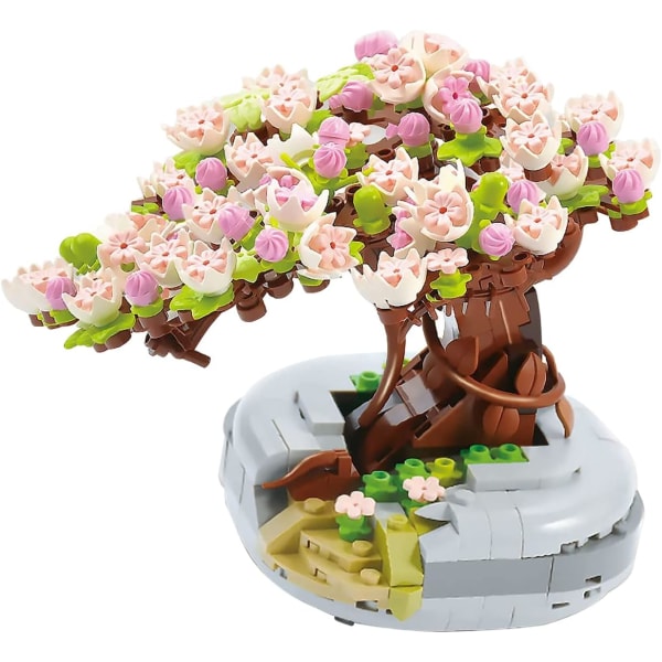 Mini byggeklodser Sakura Plant Bonsai Model Sæt, Creative