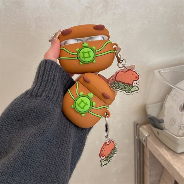 Sødt Kawaii Etui til AirPods 4, Etui Kompatibelt med AirPod 4. Generation 2024, Sjov Capybara Stødsikkert Beskyttende Øretelefoncover til Air pods