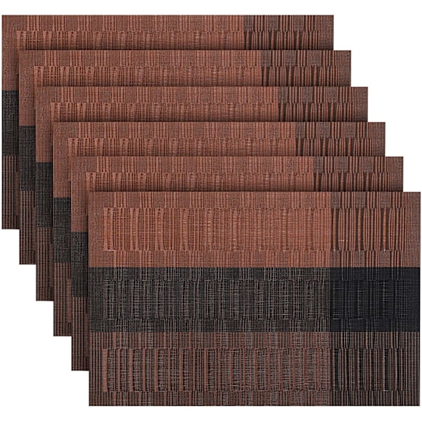 6 kpl PVC-alustamat, pestävät, liukumattomat, lämmönkestävät, kulutusta kestävät, helpot puhdistaa ja säilyttää, 45cmx30cm
