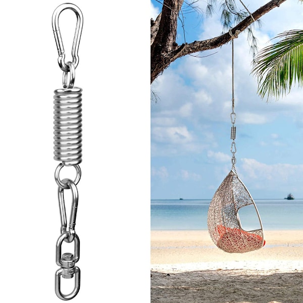 1 st Hammockfjäderkrok, Den har 2 M10 Karabinkrokar, 1 Upphängningsfjäder och 1 360° Rotationsring, Utomhusstolssväng