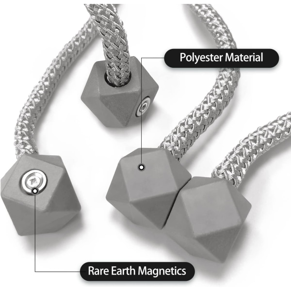 (Hvit), Pakke med 6 magnetiske gardinbindinger, magnetisk gardinklemme