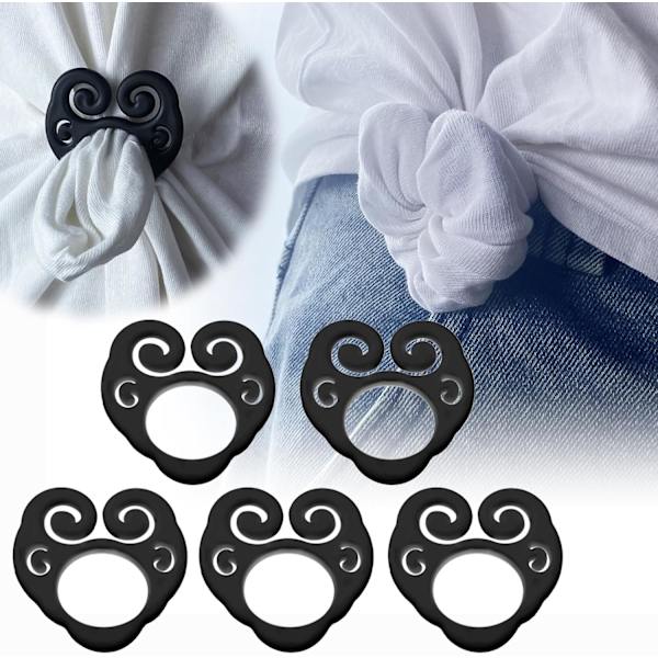5×5×0.5cm 5 st Scarf Ring Klädklämmor Klädklämmor för Kläder Mode T-shirt Tie Clips för Kvinnor T-shirt Cl