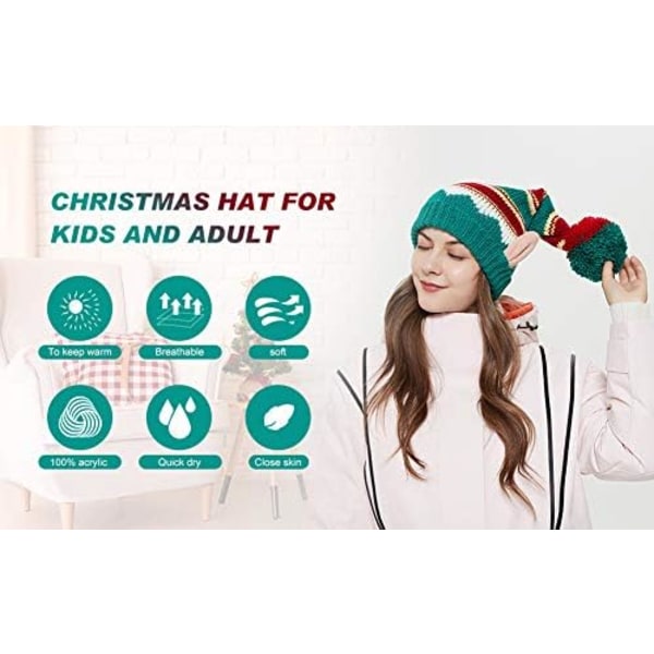 Julehatte til Kvinder, Børn og Mænd - Elegante Strikket Varme Sjove Beanie til Nytår Festlig Ferie