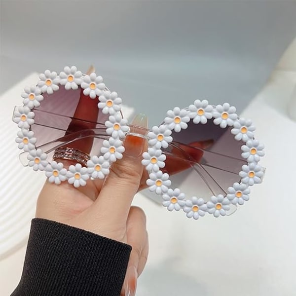 Fargerike Daisy solbriller, blomstersolbriller for barn kvinner, blomst