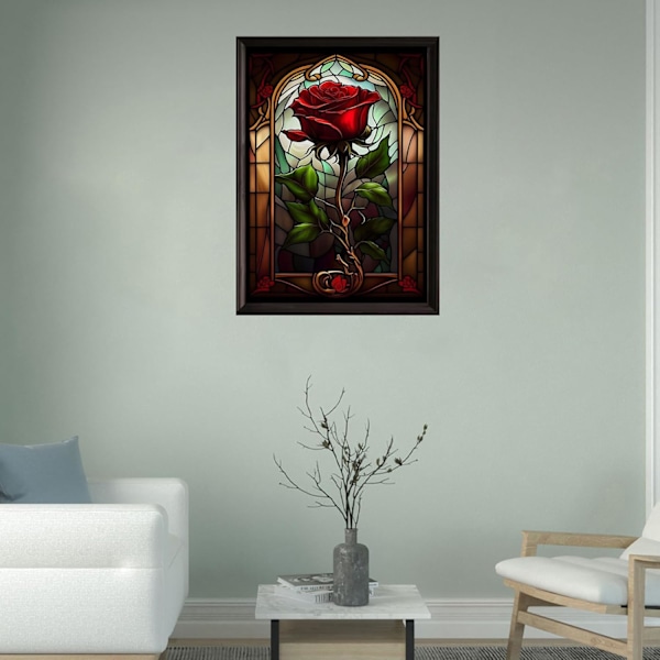 Ros Diamantmålningskit för Vuxna, Ros Diamantkonstkit för Vuxna, Blomma Ädelstenskonst för Hemväggsdekor 30X40cm