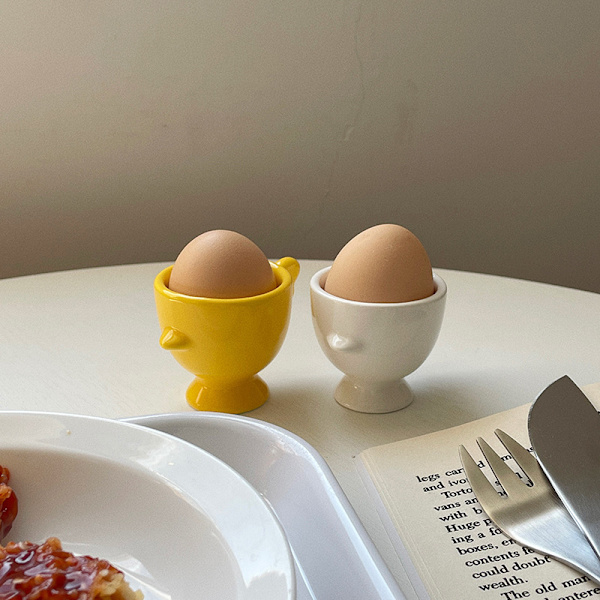 （5,3x5cm）Egg Cup Keramisk Egg Cup 2 stk Kyllingform Myk Design Egg Cups Cup Egg Frokost Keramisk P