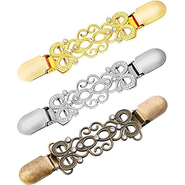 12,6x2,4cm, 3-pack tröjklämmor, pärlklämmor för kofta, elegant pärla, klämma för krage på kofta