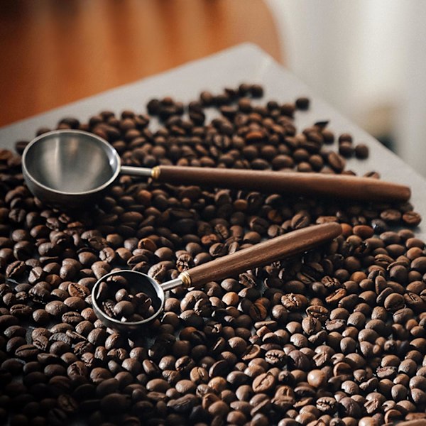 1 stk Kaffeske - Vintage Valnødtræhåndtag, Rustfrit Stål Kaffeskovl, Rustfrit Stål Teskovl og Krydderi Sp