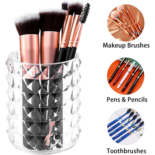 Akryl Makeup Penselholder Opbevaringsboks, Transparent Blyantholder, Krystal Makeup Pensel White 1-Pack