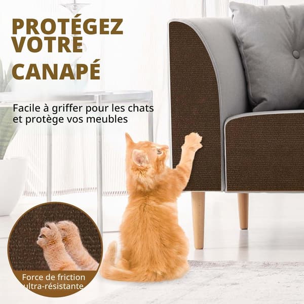 Selvklæbende kradsemåtte til katte, kradsemåtte til katte, sofaprotektor, anti-ridse (brun, 40×200cm)