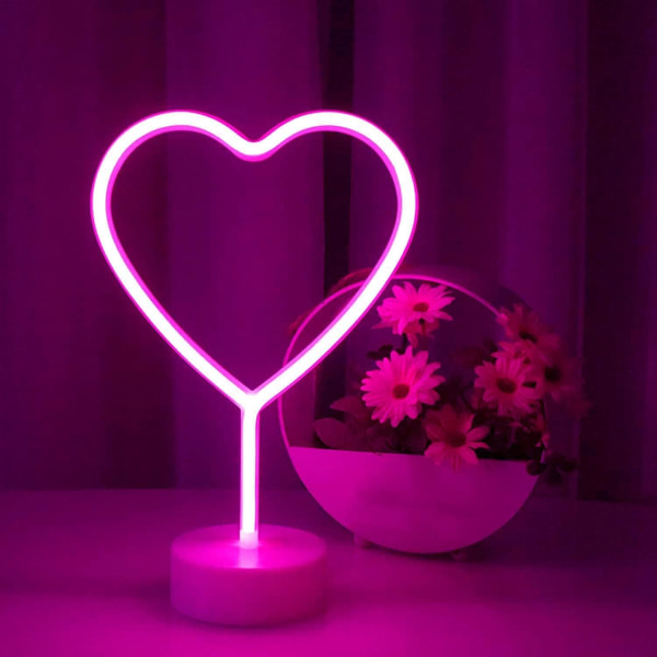 （kærlighed） Neonskilte til soveværelse med stativbase, batteri eller USB, lys dekoration til julefødselsdag