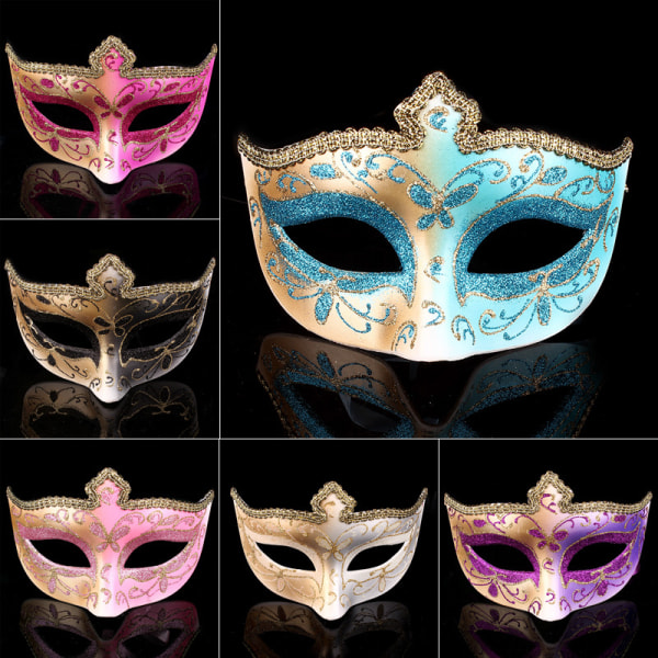 Maskerad spetsmask, vit, elastisk, ornament, maskeradbal,