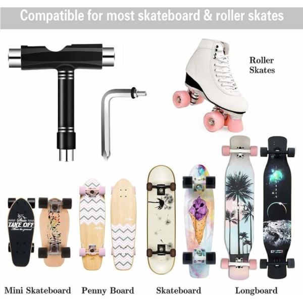 Multifunktionelt T-formet skateboardværktøj, bærbart skateboard T-til