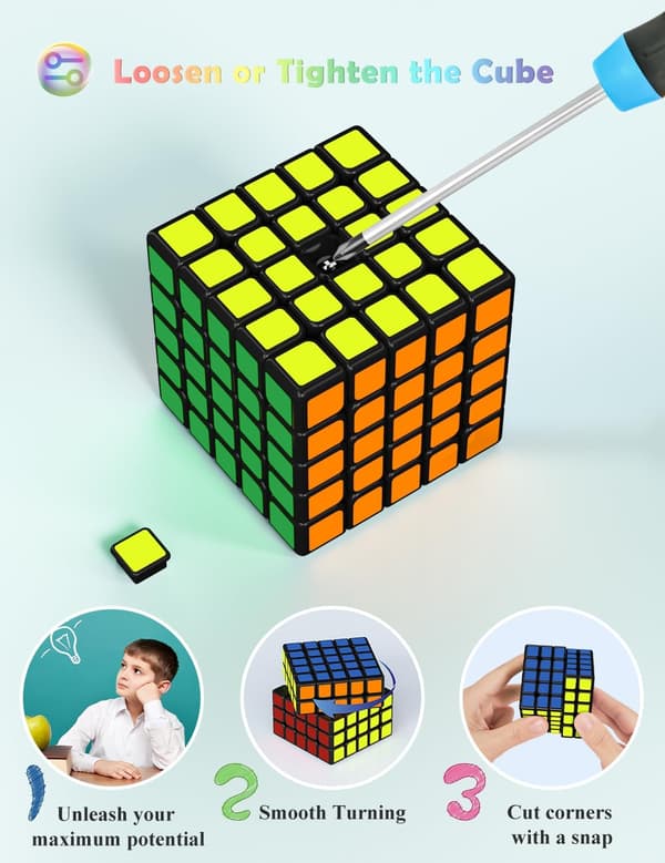 5x5 Speed ​​Cube, 5x5x5 Speed ​​Cube Super Durable Sticker w