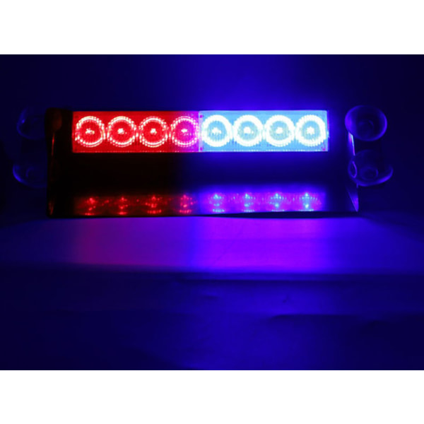 (Rød/Blå) 8 Led Strobe Flash Advarsel Ems Politi Bil Lys Flashin