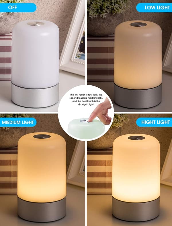 Multifunktionell bordslampa, touchsensor sänglampa dimbar varm