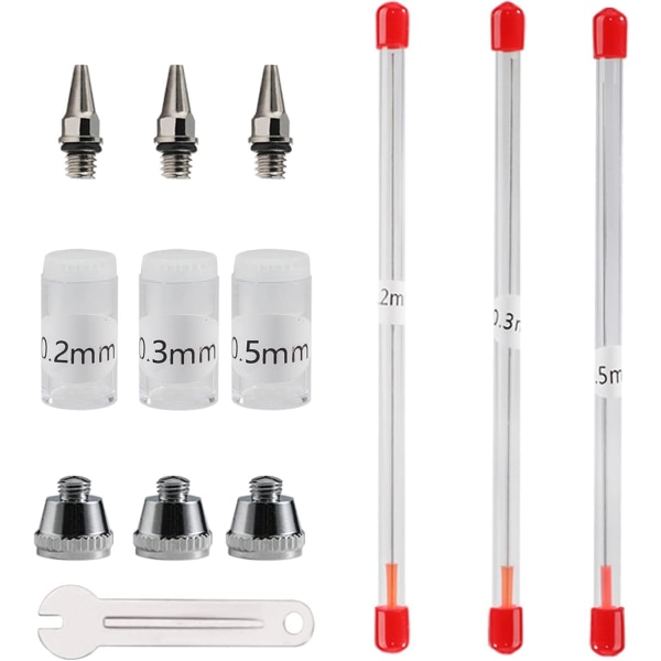 7PCS Airbrush-nål 0,2 mm/0,3 mm/0,5 mm Munstycke Airbrush-kit Universell ersättning för Airbrush-pistol