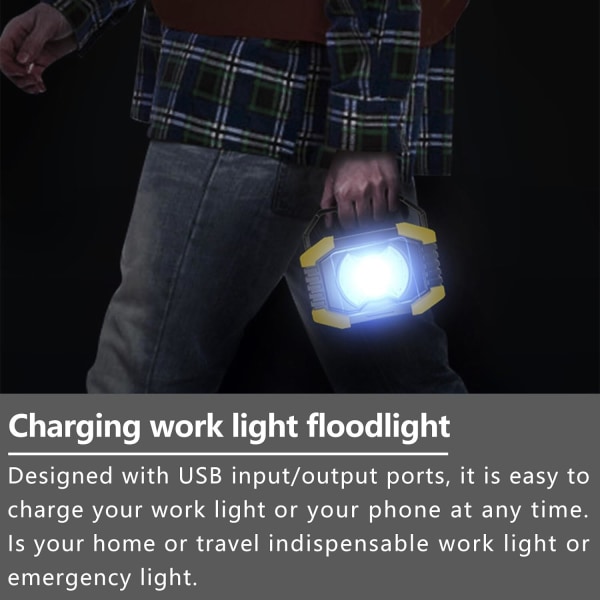 2-pack COB-batteri LED-flomlys for nødssituasjoner, camping, garasje, fiske, byggeplasser