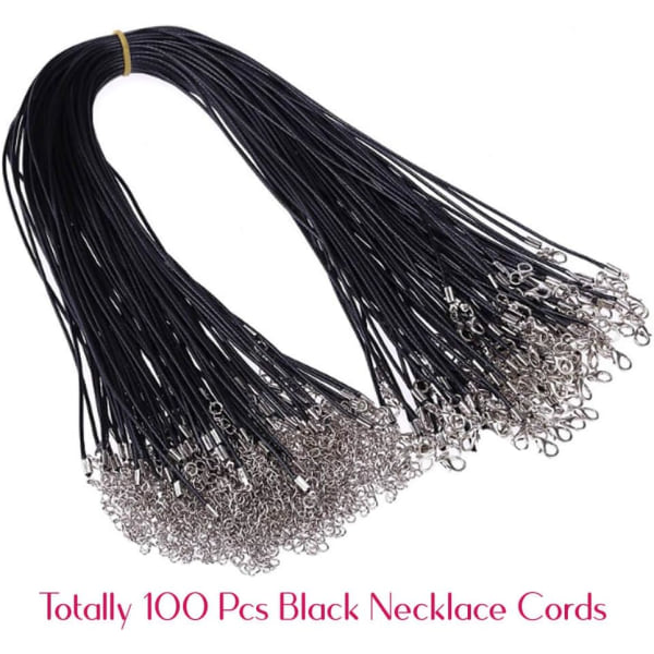 100pcs Necklace Cord for Jewelry Making, Black Waxed Necklace Cor