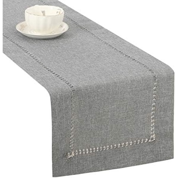 Dekorativ Hemstitch Lin Table Runner Landlig Stil Bordplate Kolleksjon Håndlaget Table Runners for Hverdagslig Spising
