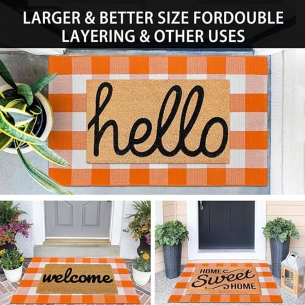 Buffalo Plaid Teppe 50*80cm Oransje og Hvit Rutete Teppe Halloween Høst Dørmatte Bomulls Vaskbar Område Tepper Dørmatte Utendørs