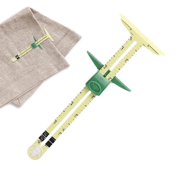 Sømmåler, skyvemåler, skyvemåler stoff quilting linjal - Skyvemåler T-måler falde måler for strikking