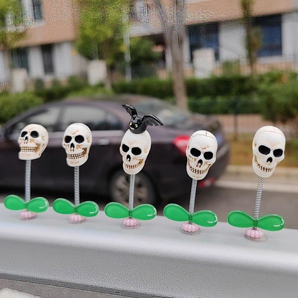 Halloween-auton keinuva kallokoriste, keinuva Halloween-luuranko auton kojelaudan koriste, Halloween-kallo auton kojelaudalle
