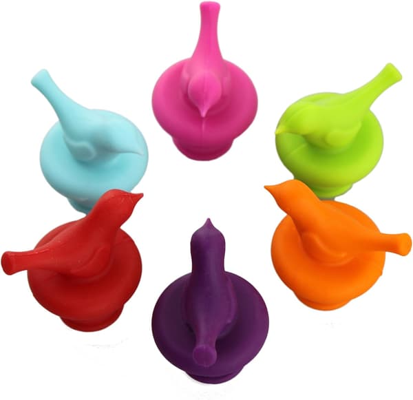 Set med 6 vinflaskeproppar, silikonvinkork, söt, Deco