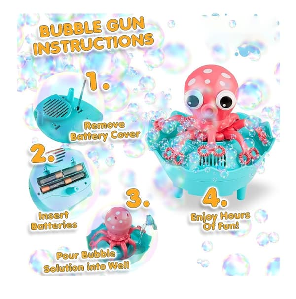 Pink/Blå Octopus, Børne Boblemaskine, Automatisk Boblelegetøj til