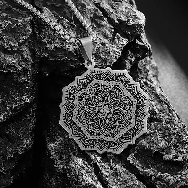 Mandala Livets Blomma Halsband, Buddhistisk Lotusblomma Mandala Hänge, Mandala Smycken Present till Män och Kvinnor