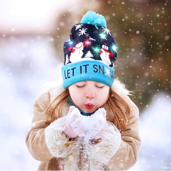 Lys opp julehatte Snømann Ugly Christmas Beanie Hat med 6 C