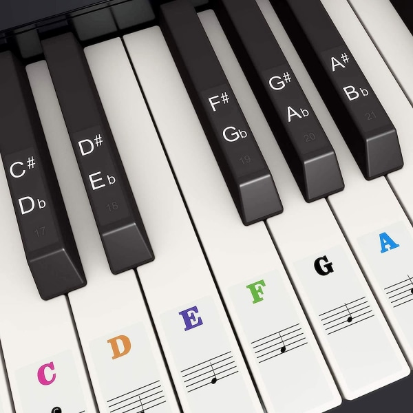Färgade pianoklistermärken för 37, 49, 54, 61, 88 tangenter, färgglada