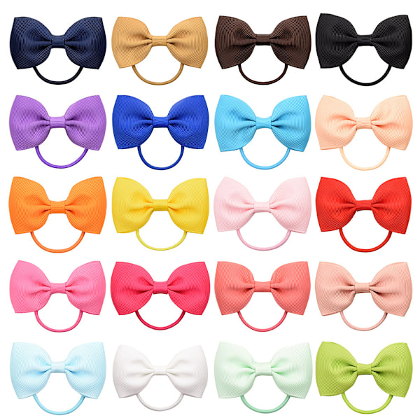 Hair accessories - 40 PCS 2.75" Baby Girls Hair Bow Tie Ribbon Elastic Rubber Band Ribbon Bows for T