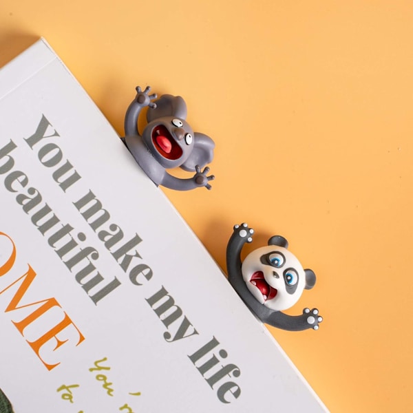 3D Tegneserie Dyre Bogmærker - 2 Stykker Flade Landdyr, Søde Panda & Koala Læse Bogmærker - Tilbage til Skole Gave til Studerende