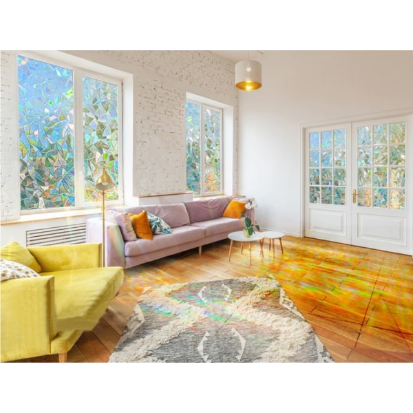 44,5 x 100 cm - elektrostatisk vindusfilm regnbueeffekt, dekorativ