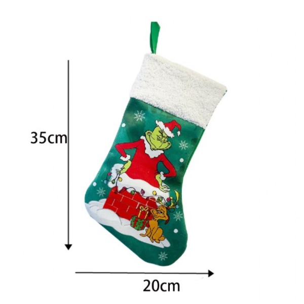 (Röd och grön) Julstrumpa, 4 st stora julstrumpor personliga Xmas eldstad strumpor