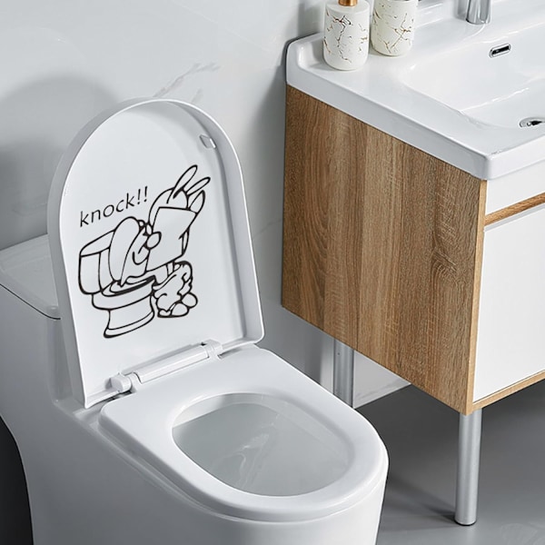 Toalettsitsdekaler, 2 stycken Roliga Toalettsitsdekaler, Lustiga Toalettdekaler, Självhäftande Design, för Toalettlock, Väggar